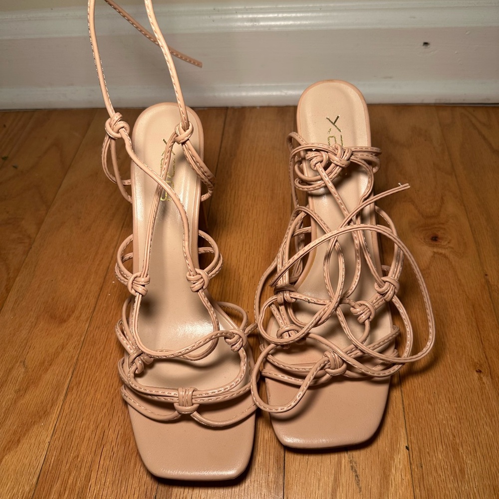 Chic Nude Strappy Women's Heels